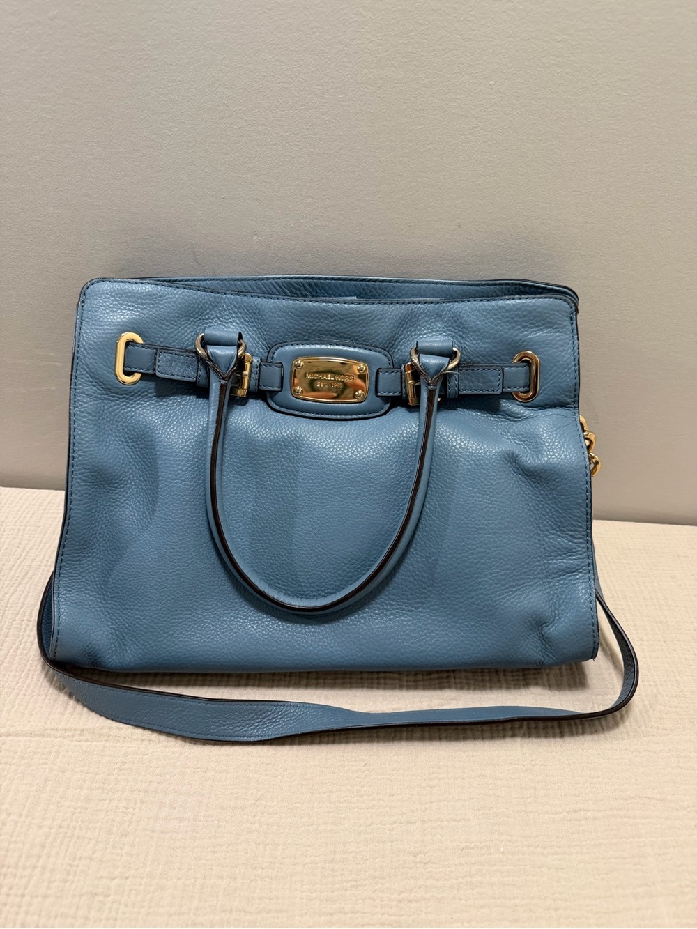 Michael Kors Blue Leather Satchel - Picture 2 of 6